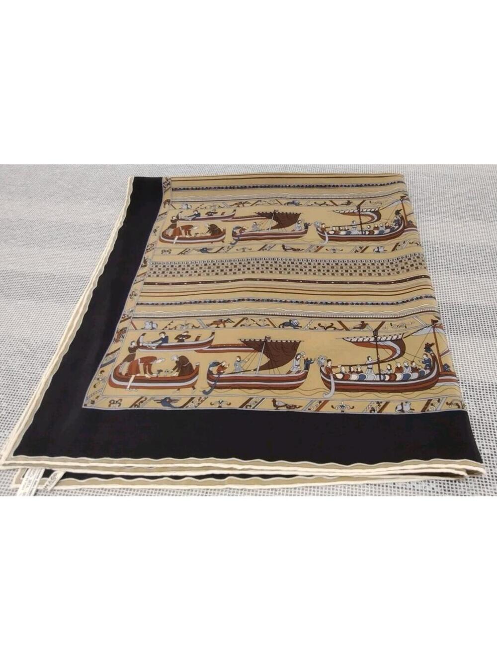 Vintage 1970s I'Magnin Silk Scarf MEDIEVAL Dated 1973 MADE IN ITALY Hand Rolled